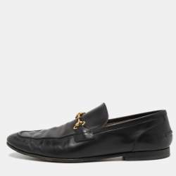 Gucci Black Leather Jordaan Loafers Size 43