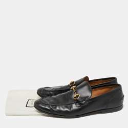 Gucci Black Leather Jordaan Loafers Size 43