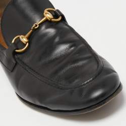 Gucci Black Leather Jordaan Loafers Size 43