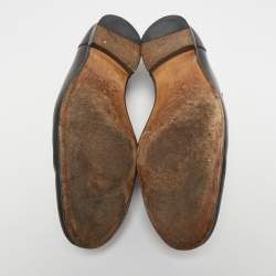 Gucci Black Leather Jordaan Loafers Size 43