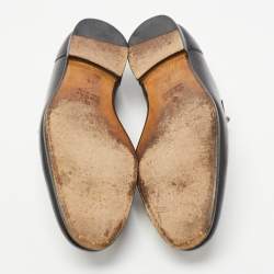 Pre Owned Gucci Black Leather Jordaan Loafers Size 41.5