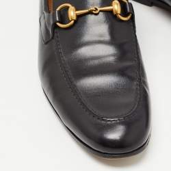 Pre Owned Gucci Black Leather Jordaan Loafers Size 41.5