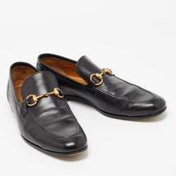 Pre Owned Gucci Black Leather Jordaan Loafers Size 41.5