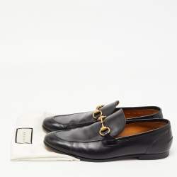 Pre Owned Gucci Black Leather Jordaan Loafers Size 41.5