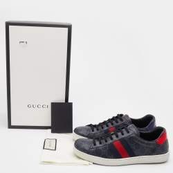 Gucci Black GG Supreme Canvas Web Ace Low Top Sneakers Size 41.5