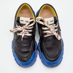 Gucci Black Leather Colorblock Pattern Low Top Sneakers Size 43.5