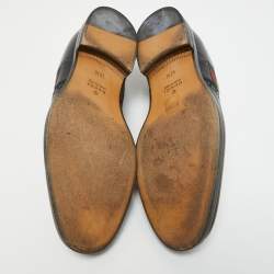 Gucci Black Brogue Leather Bee Web Detail Lace Up Oxfords Size 46.5