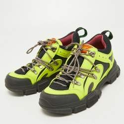Gucci Green/Black Leather and Mesh Flashtrek Sneakers Size 42