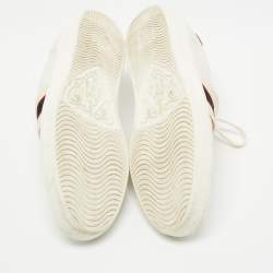 Pre Owned Gucci White Leather Logo Band Ace Sneakers Size 42