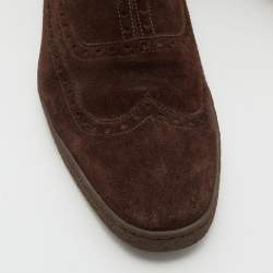Gucci Dark Brown Suede Brogue Ankle Length Boots Size 43.5