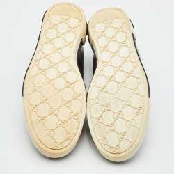 Gucci Black Leather Web Detail Low Top Sneakers Size 43