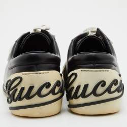 Gucci Black Leather Web Detail Low Top Sneakers Size 43
