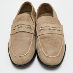 Gucci Grey Suede Horsebit Slip On Loafers Size 45.5