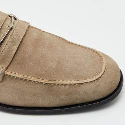 Gucci Grey Suede Horsebit Slip On Loafers Size 45.5