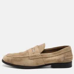 Gucci Grey Suede Horsebit Slip On Loafers Size 45.5