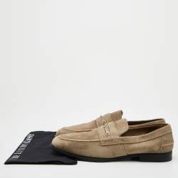 Gucci Grey Suede Horsebit Slip On Loafers Size 45.5