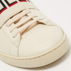 Gucci White Leather Logo Elastic Band Ace Sneakers Size 42