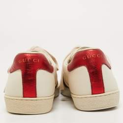 Gucci White Leather Logo Elastic Band Ace Sneakers Size 42