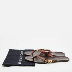 Gucci Brown Leather Thong Flats Size 43