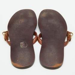 Gucci Brown Leather Thong Flats Size 43