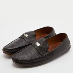 Gucci Dark Brown Leather Slip On Loafers Size 42.5