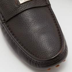 Gucci Dark Brown Leather Slip On Loafers Size 42.5