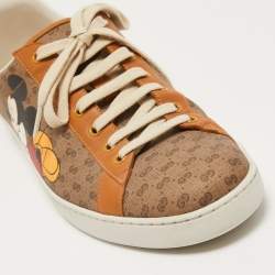 Gucci Brown Leather and Canvas Ace Low Top Sneakers Size 46.5