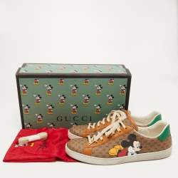 Gucci Brown Leather and Canvas Ace Low Top Sneakers Size 46.5