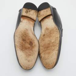مملوكة مسبقًا Gucci Black Leather Slip On Penny Loafers Size 42.5