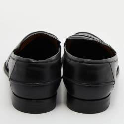 مملوكة مسبقًا Gucci Black Leather Slip On Penny Loafers Size 42.5