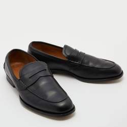 مملوكة مسبقًا Gucci Black Leather Slip On Penny Loafers Size 42.5