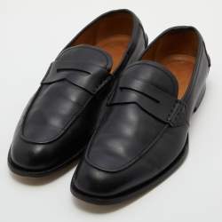 مملوكة مسبقًا Gucci Black Leather Slip On Penny Loafers Size 42.5