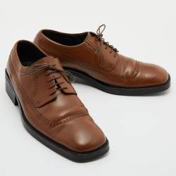 Gucci Brown Brogue Leather Lace Up Derby Size 42