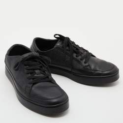 Gucci Black GG Supreme Canvas and Leather Low Top Sneakers Size 42