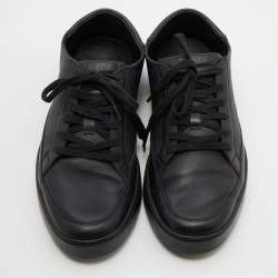Gucci Black GG Supreme Canvas and Leather Low Top Sneakers Size 42