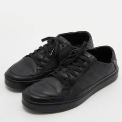 Gucci Black GG Supreme Canvas and Leather Low Top Sneakers Size 42