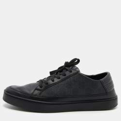 Gucci Black GG Supreme Canvas and Leather Low Top Sneakers Size 42