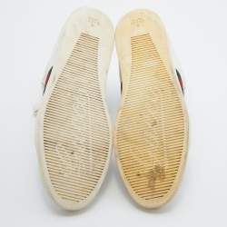 Gucci White Leather Web Detail High Top Sneakers Size 44.5