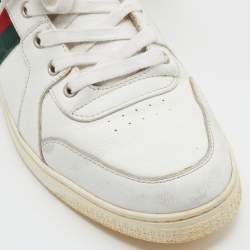 Gucci White Leather Web Detail High Top Sneakers Size 44.5