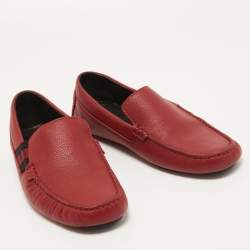 Gucci Red Leather Praga Slip On Loafers Size 40