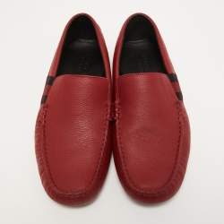 Gucci Red Leather Praga Slip On Loafers Size 40