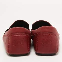 Gucci Red Leather Praga Slip On Loafers Size 40