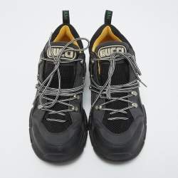 Pre Owned Gucci Black Mesh and Leather Flashtrek Sneakers Size 44