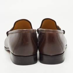 Pre Owned Gucci Brown Leather Horsebit 1953 Loafers Size 42.5