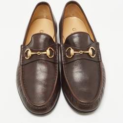 Pre Owned Gucci Brown Leather Horsebit 1953 Loafers Size 42.5