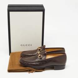 Pre Owned Gucci Brown Leather Horsebit 1953 Loafers Size 42.5