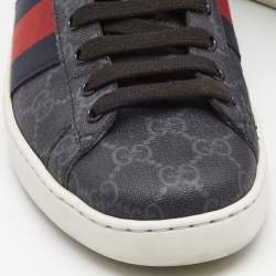 Gucci Dark Grey GG Supreme Canvas Ace Sneakers Size 41.5