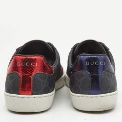 Gucci Dark Grey GG Supreme Canvas Ace Sneakers Size 41.5
