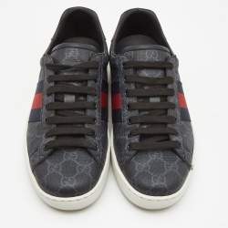 Gucci Dark Grey GG Supreme Canvas Ace Sneakers Size 41.5