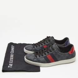 Gucci Dark Grey GG Supreme Canvas Ace Sneakers Size 41.5